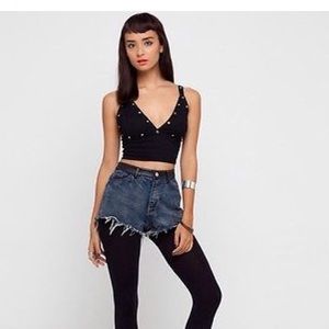 Motel Rocks Black Studded Susan Top NWT